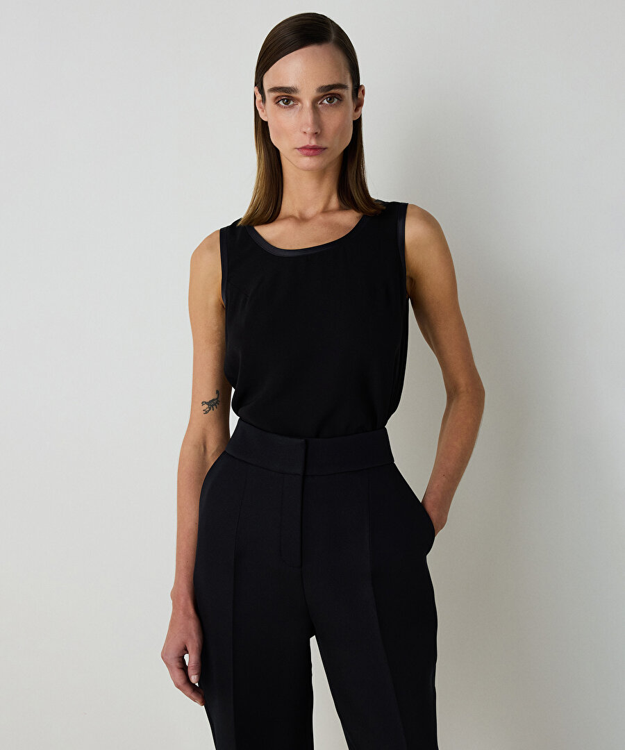 Cigarette fit krep pantolon