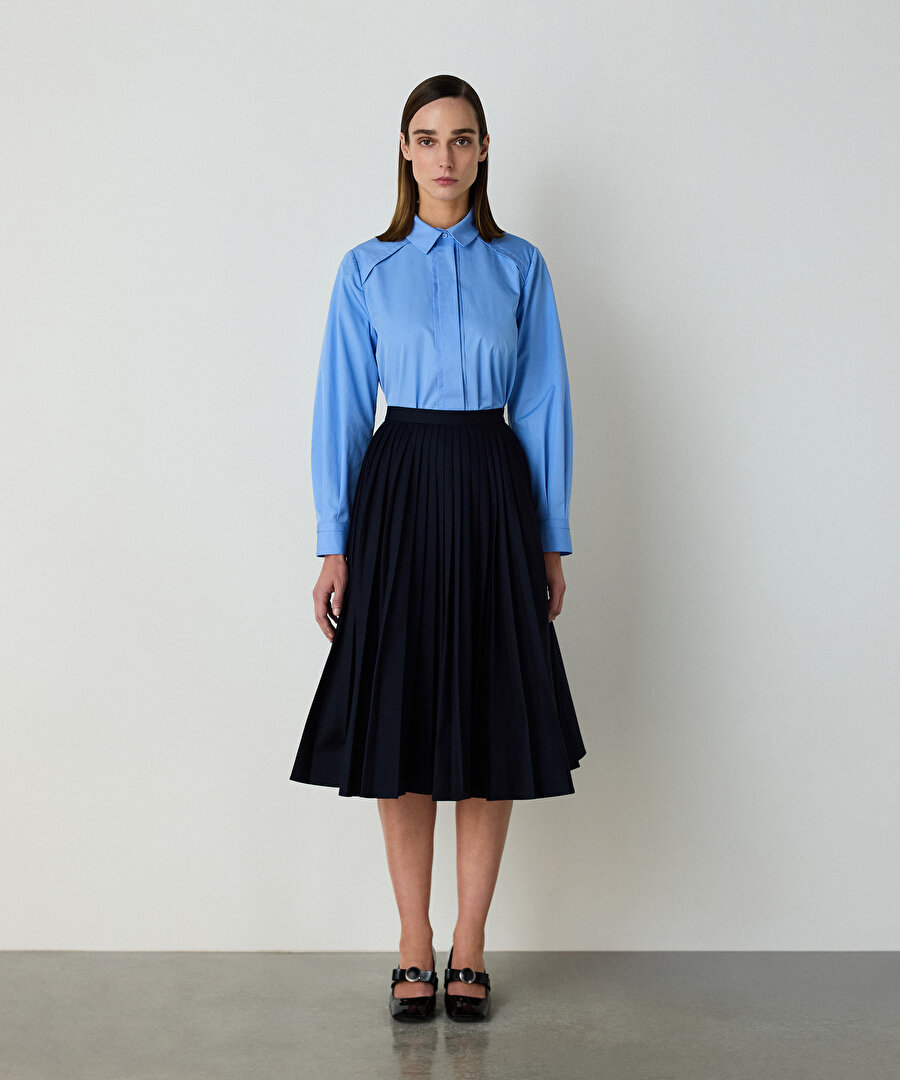 Nervürlü poplin gömlek