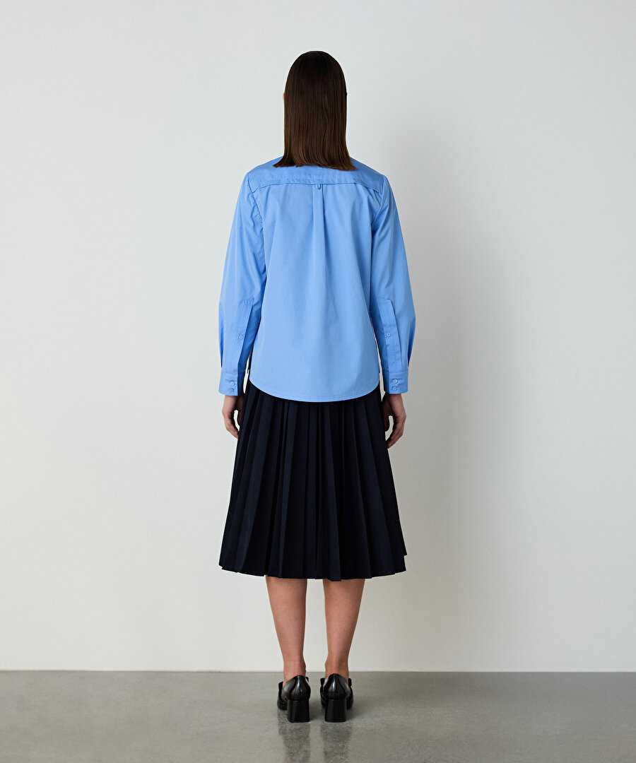 Nervürlü poplin gömlek