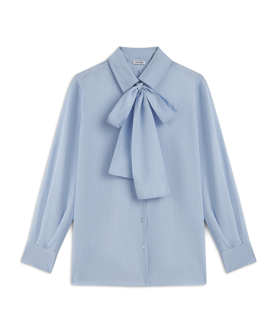 Çıkarılabilir fularlı çizgili gömlek