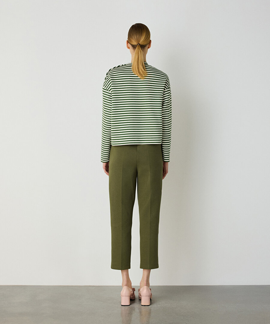 Logo işlemeli çizgili tişört