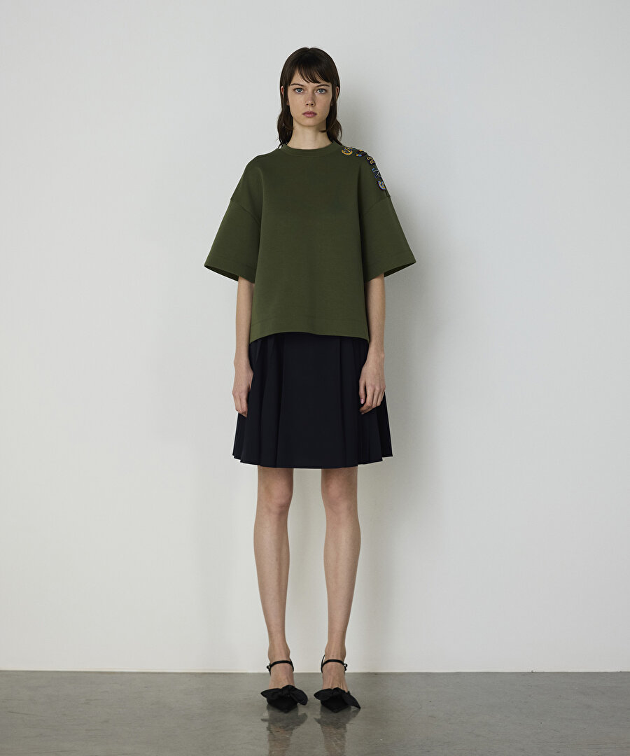 Slogan nakışlı tişört