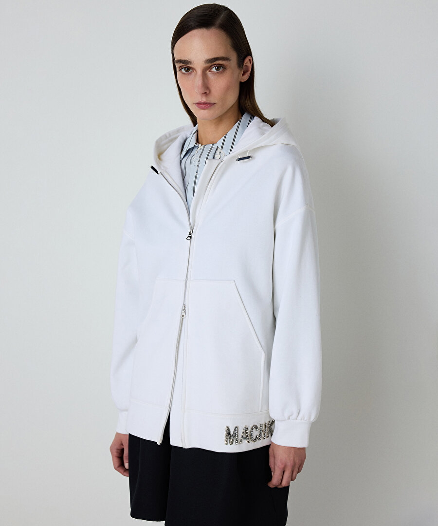 Kontrast işlemeli sweatshirt