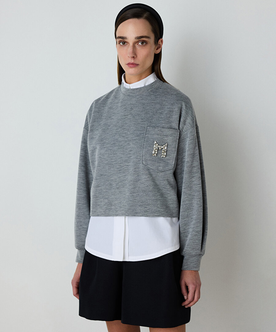İşlemeli sweatshirt