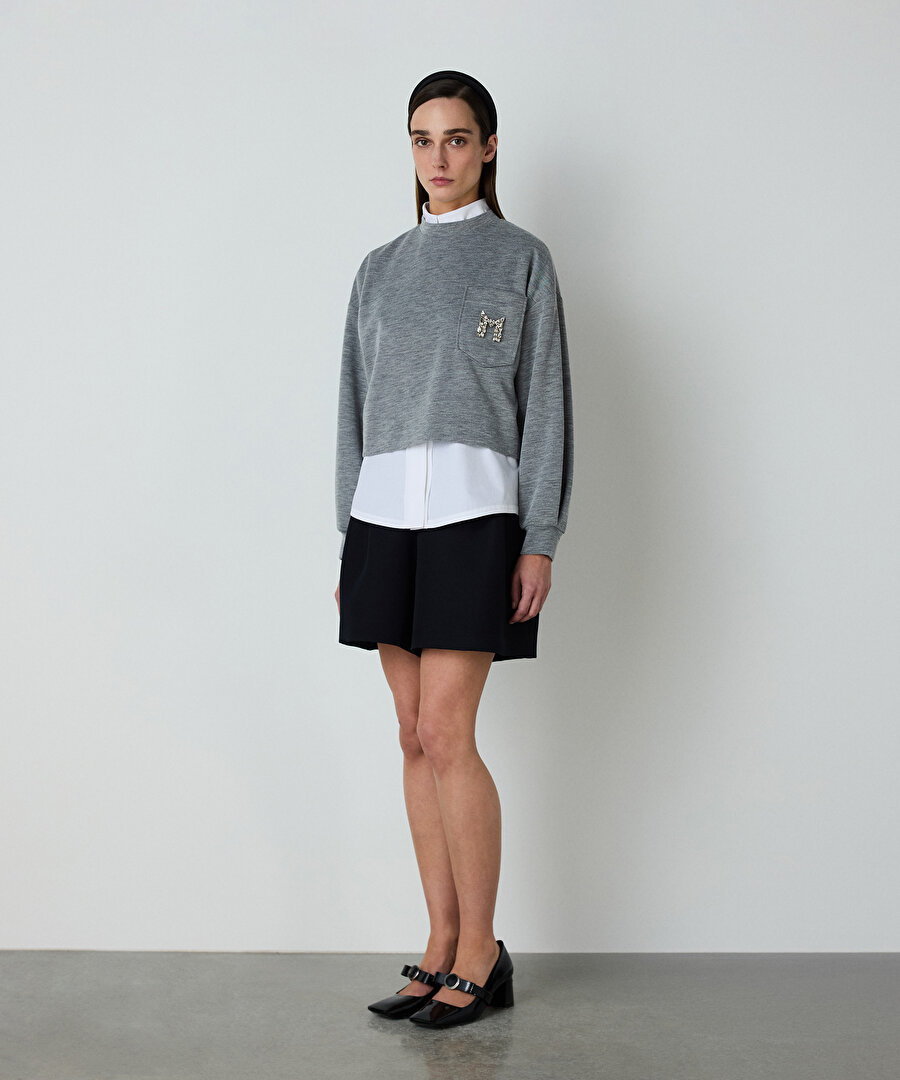 İşlemeli sweatshirt
