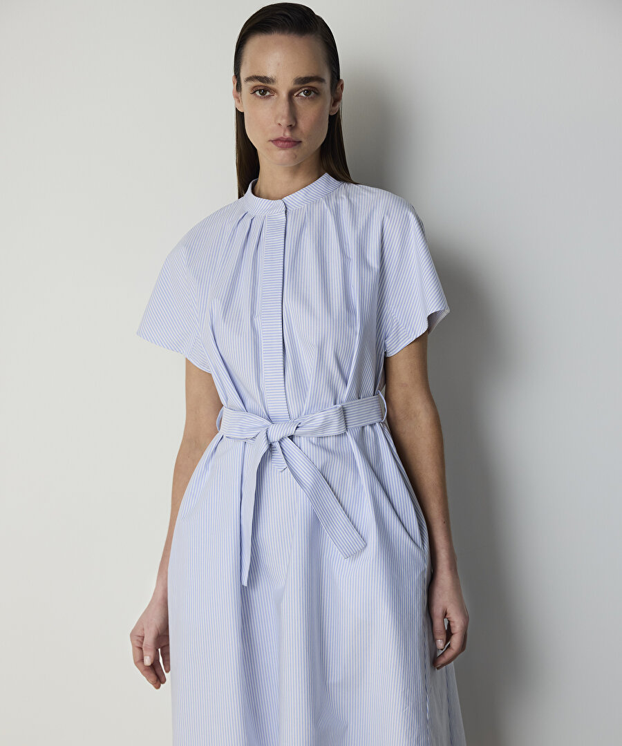 ÇİZGİLİ POPLİN ELBİSE