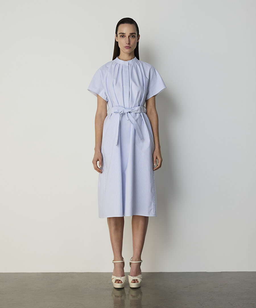 ÇİZGİLİ POPLİN ELBİSE