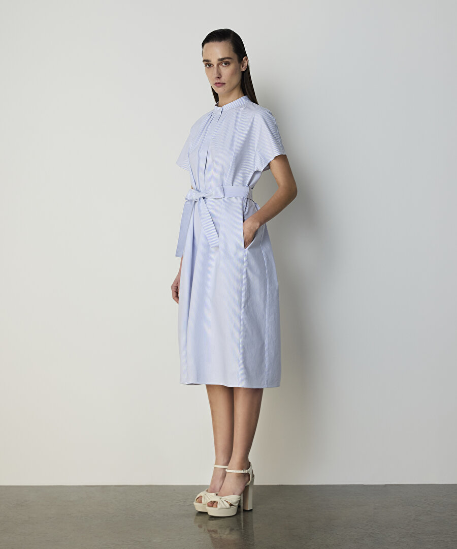 ÇİZGİLİ POPLİN ELBİSE