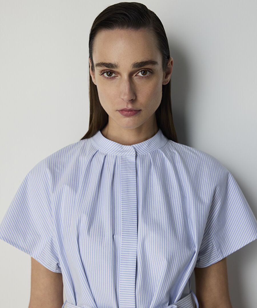 ÇİZGİLİ POPLİN ELBİSE