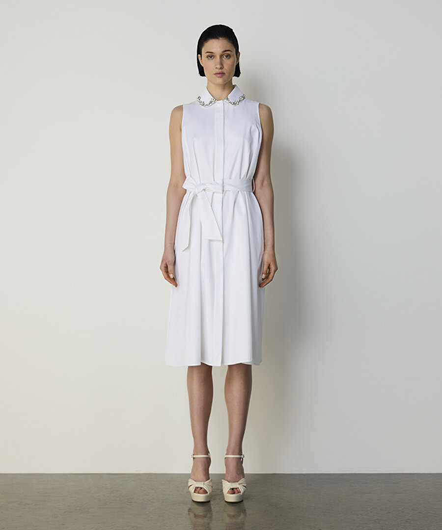 ÇİÇEK İŞLEMELİ GÖMLEK ELBİSE