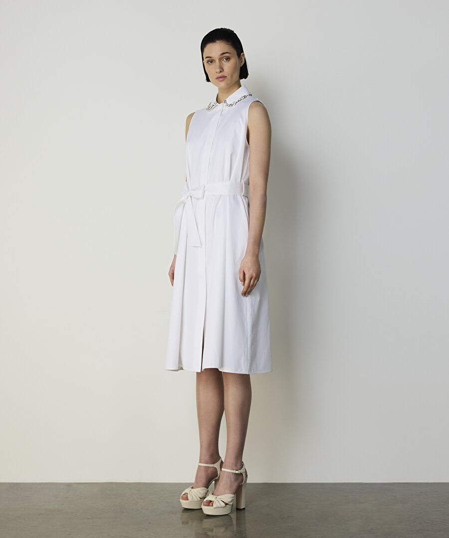 ÇİÇEK İŞLEMELİ GÖMLEK ELBİSE