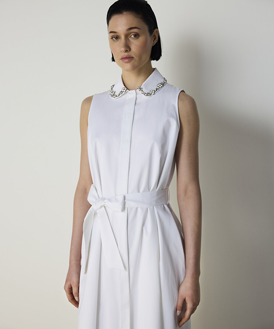 ÇİÇEK İŞLEMELİ GÖMLEK ELBİSE