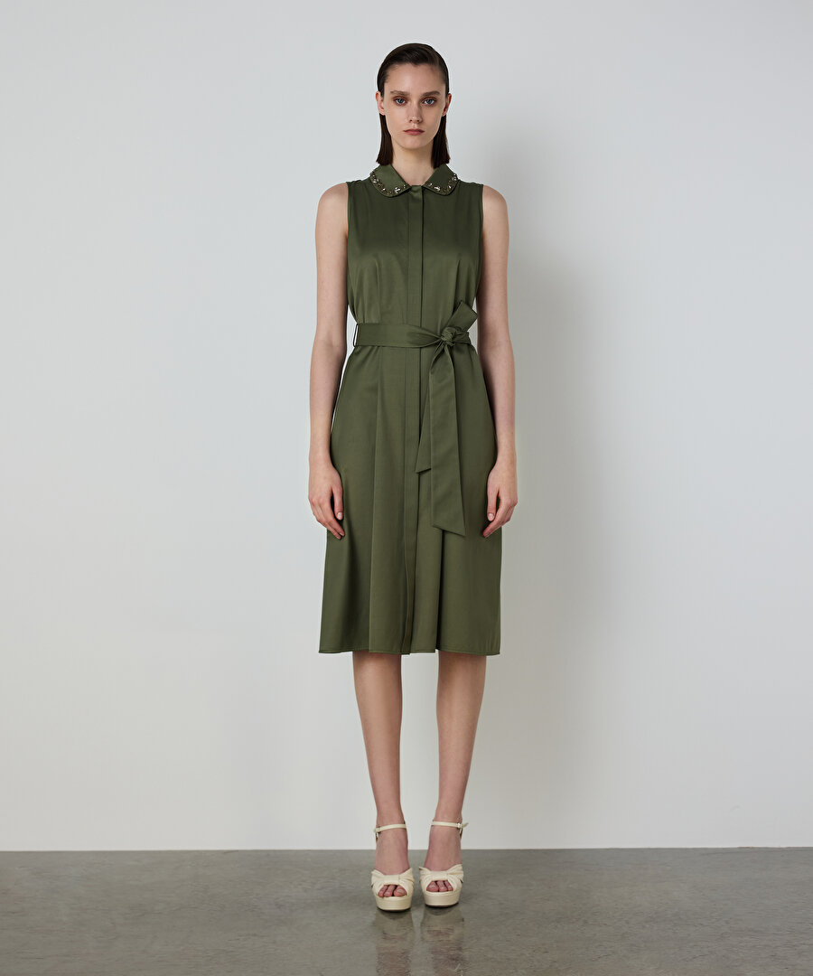 ÇİÇEK İŞLEMELİ GÖMLEK ELBİSE