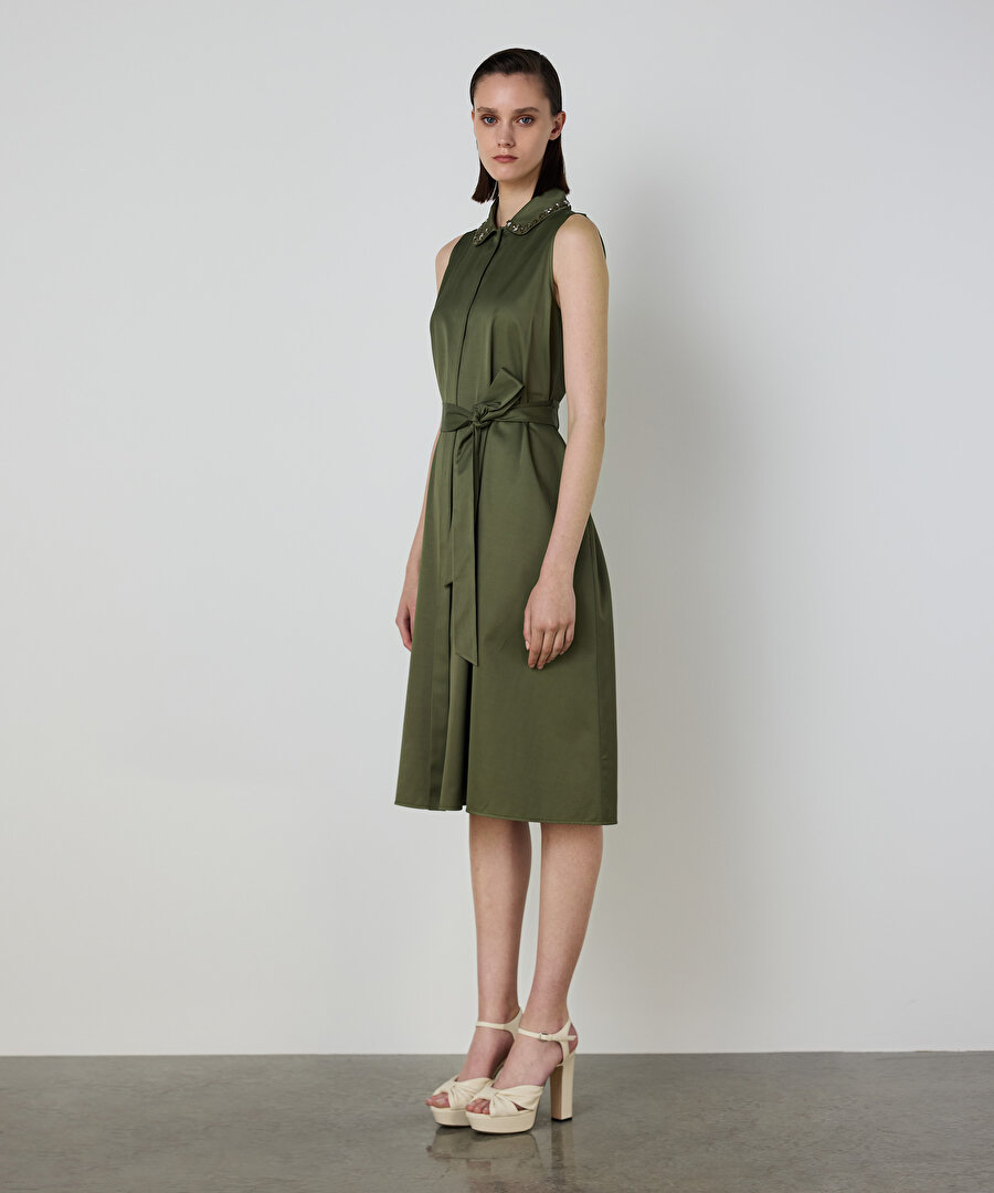 ÇİÇEK İŞLEMELİ GÖMLEK ELBİSE