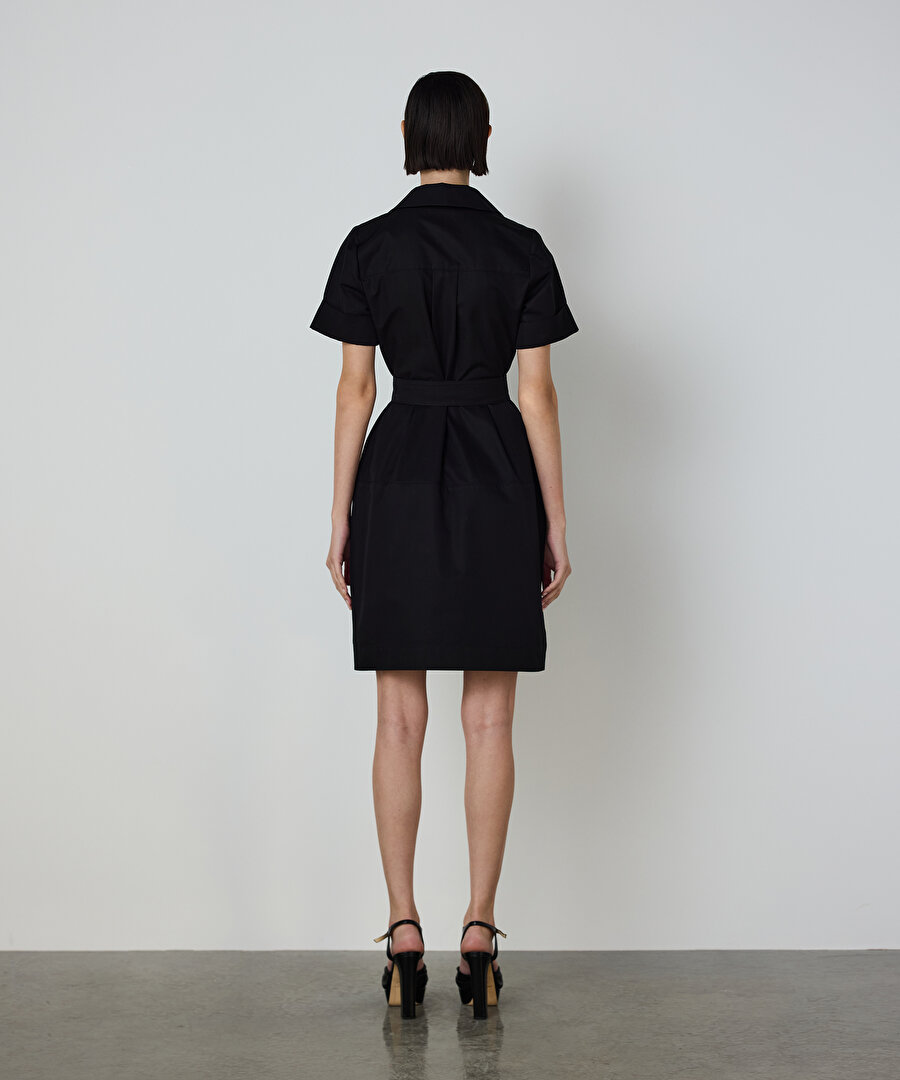 KUŞAKLI POPLİN GÖMLEK ELBİSE