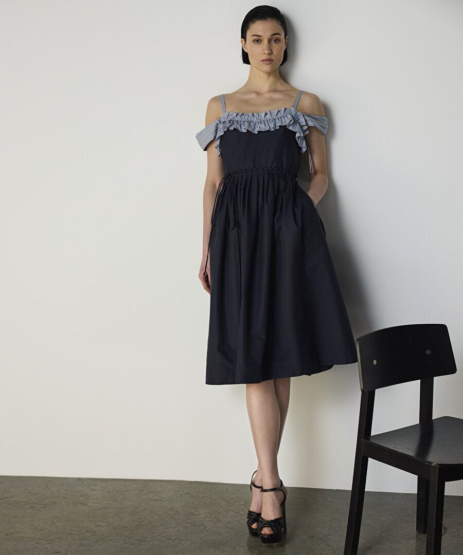 ÇİZGİ DESEN MIX ELBİSE