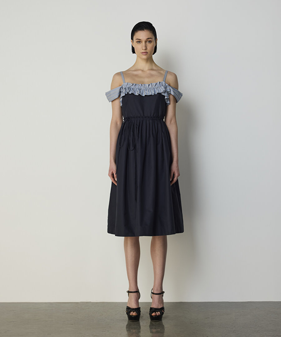 ÇİZGİ DESEN MIX ELBİSE