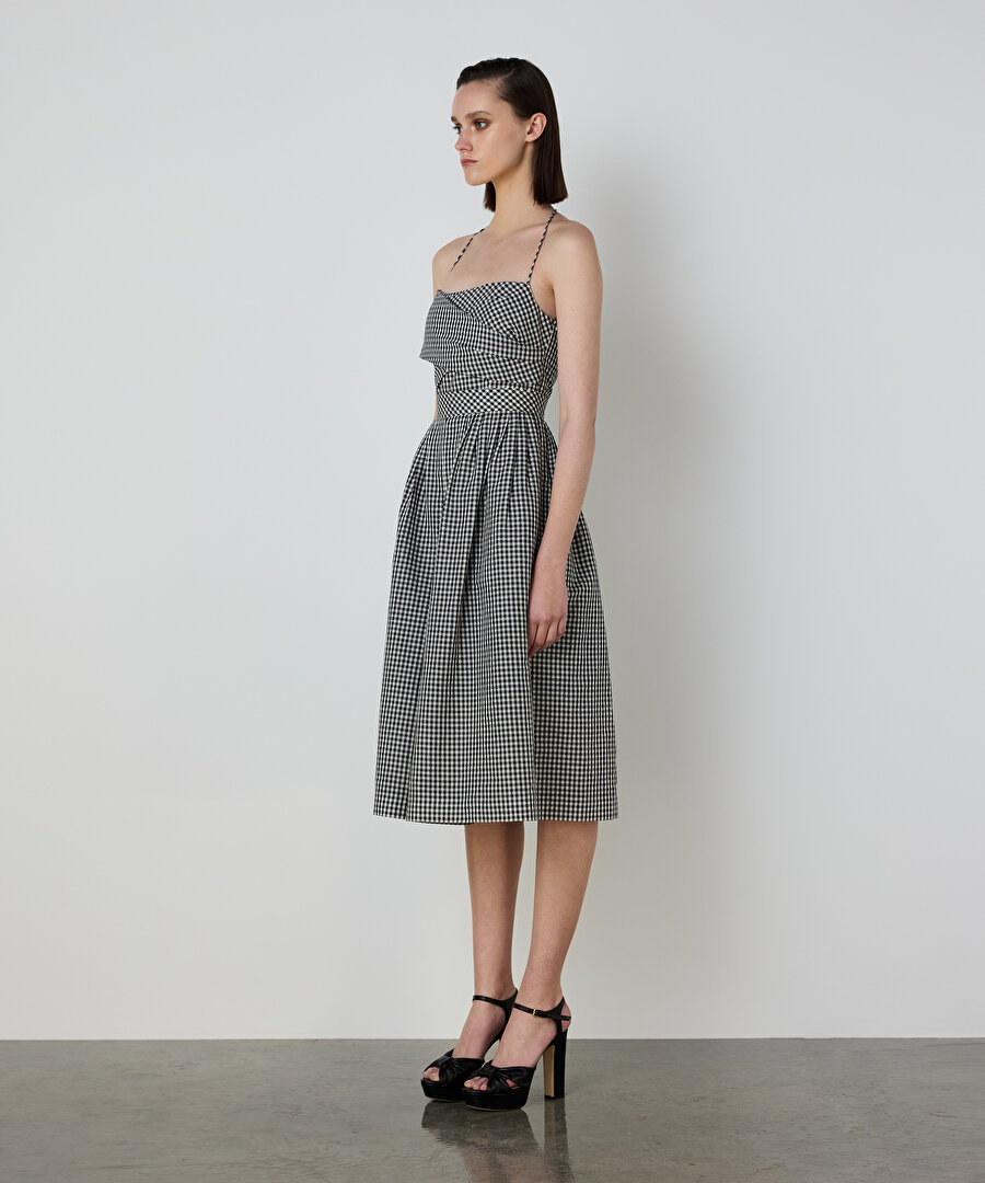 PÖTİKARE DESEN MİDİ ELBİSE