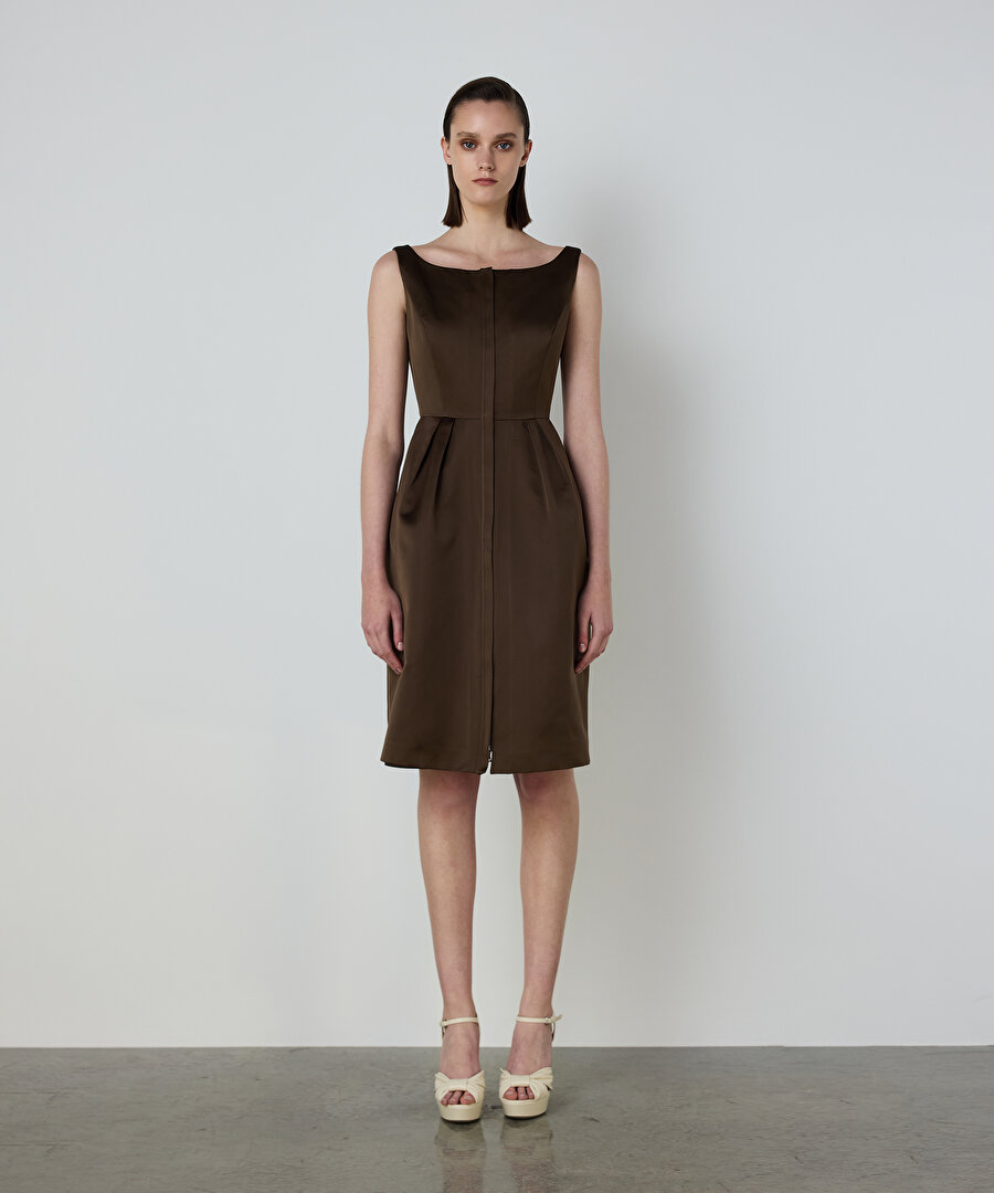 PİLELİ SATEN DÜŞES ELBİSE