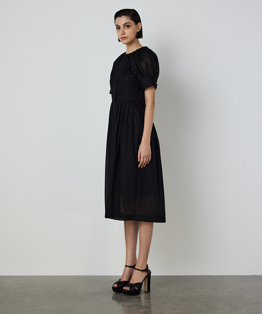 BÜZGÜLÜ BALON KOL ELBİSE