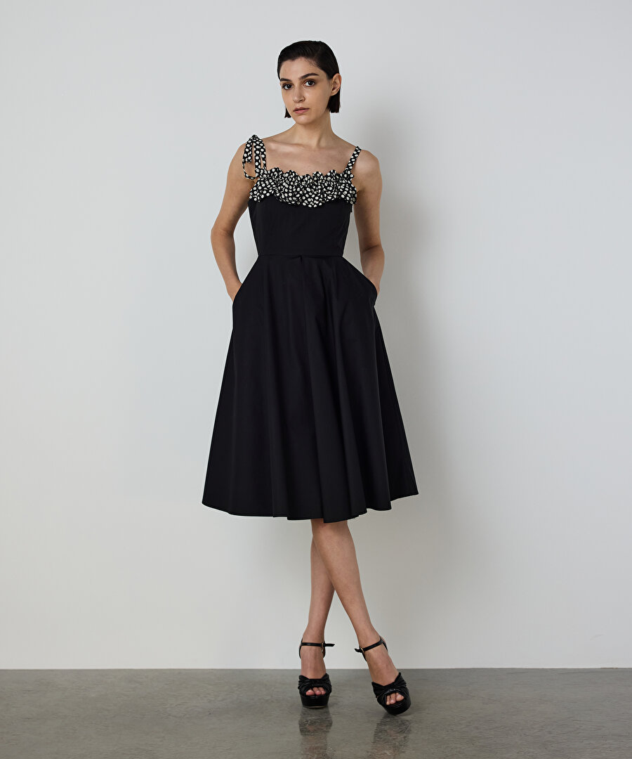 PUANTİYE DESEN MIX ELBİSE