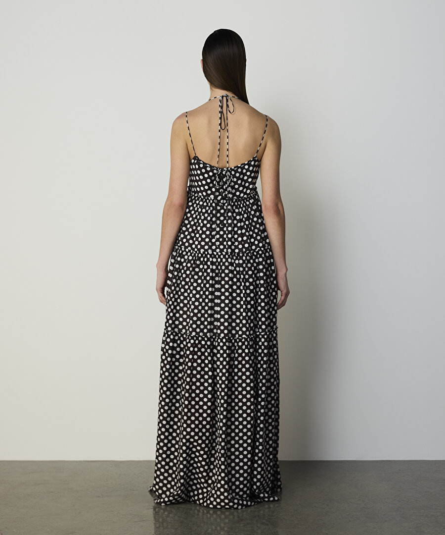 PUANTİYE DESEN MAKSİ ELBİSE