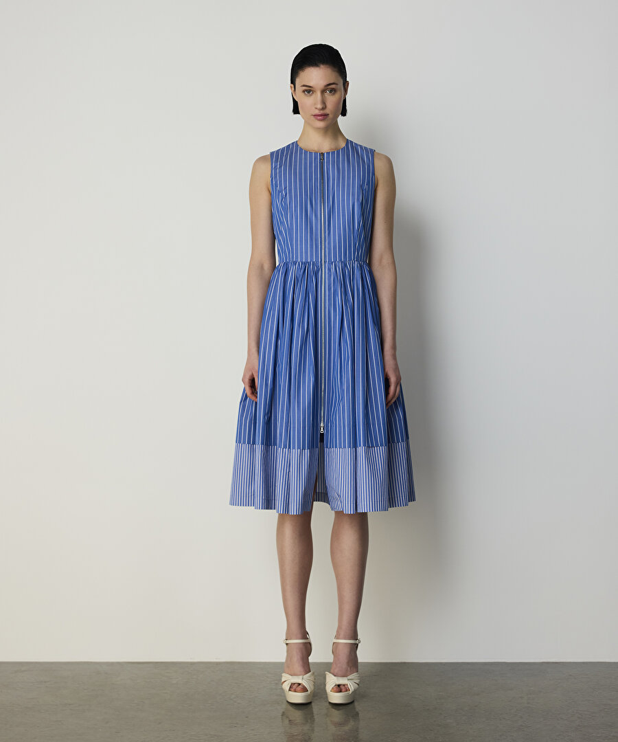 ÇİZGİ DESEN MIX POPLİN ELBİSE