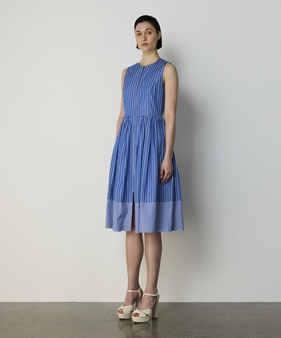 ÇİZGİ DESEN MIX POPLİN ELBİSE