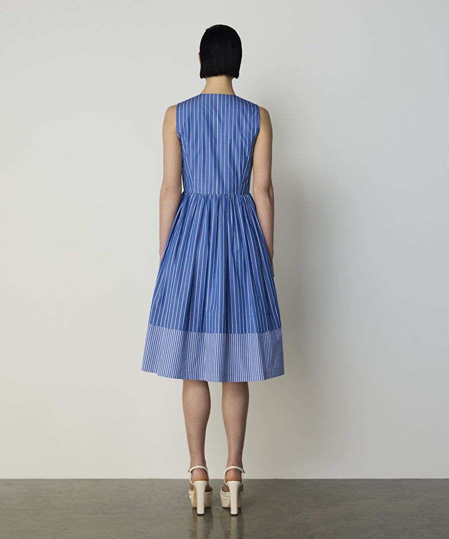 ÇİZGİ DESEN MIX POPLİN ELBİSE