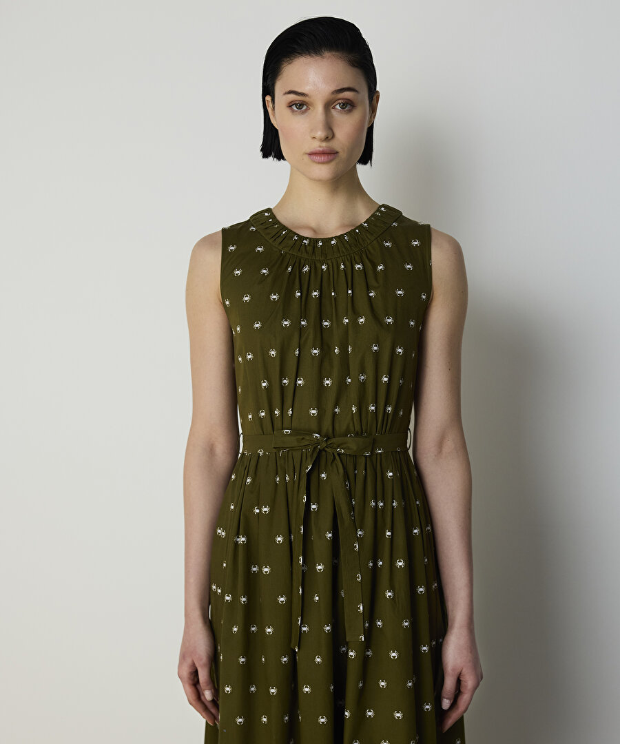 YENGEÇ DESENLİ POPLİN ELBİSE