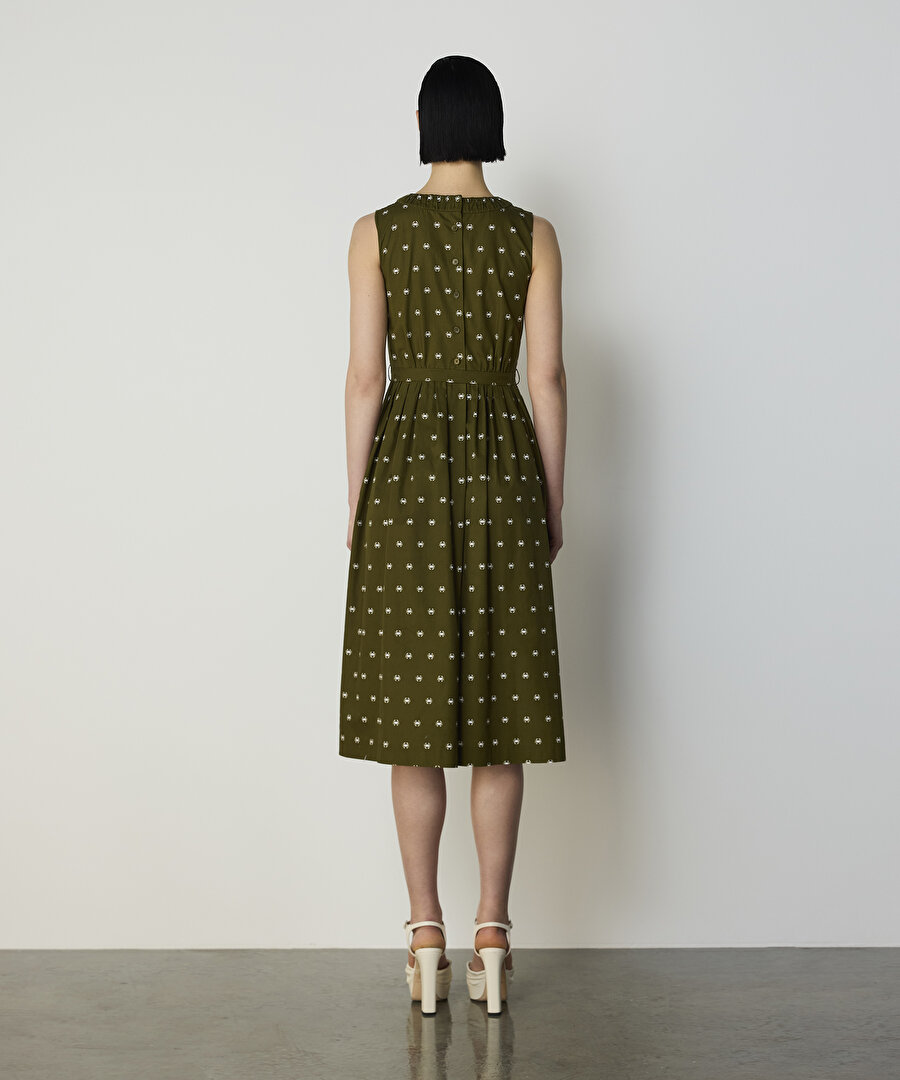 YENGEÇ DESENLİ POPLİN ELBİSE