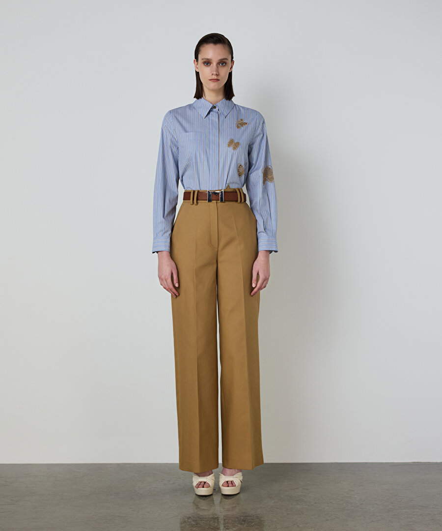 WIDE LEG GABARDİN PANTOLON