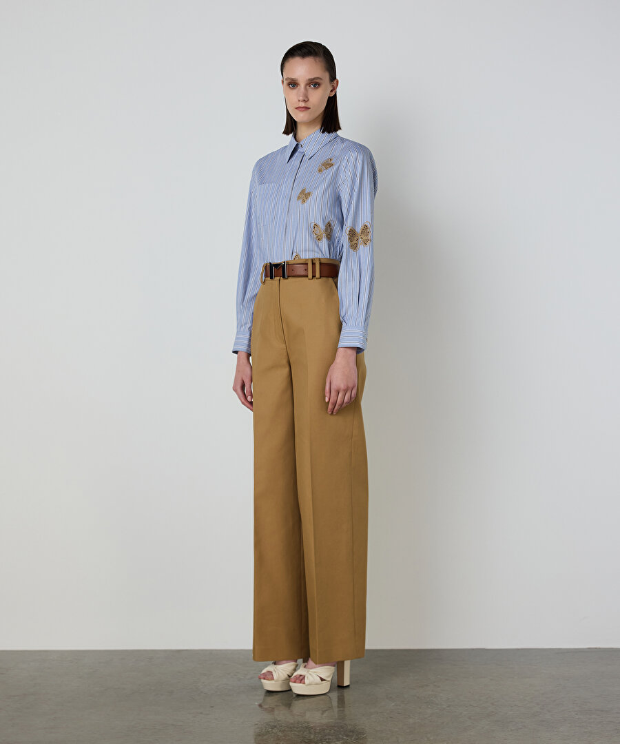 WIDE LEG GABARDİN PANTOLON