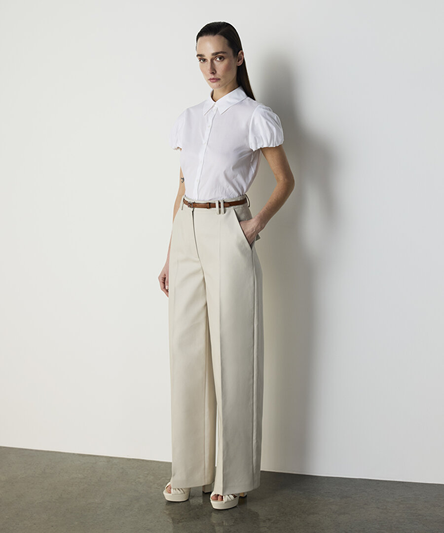 WIDE LEG GABARDİN PANTOLON