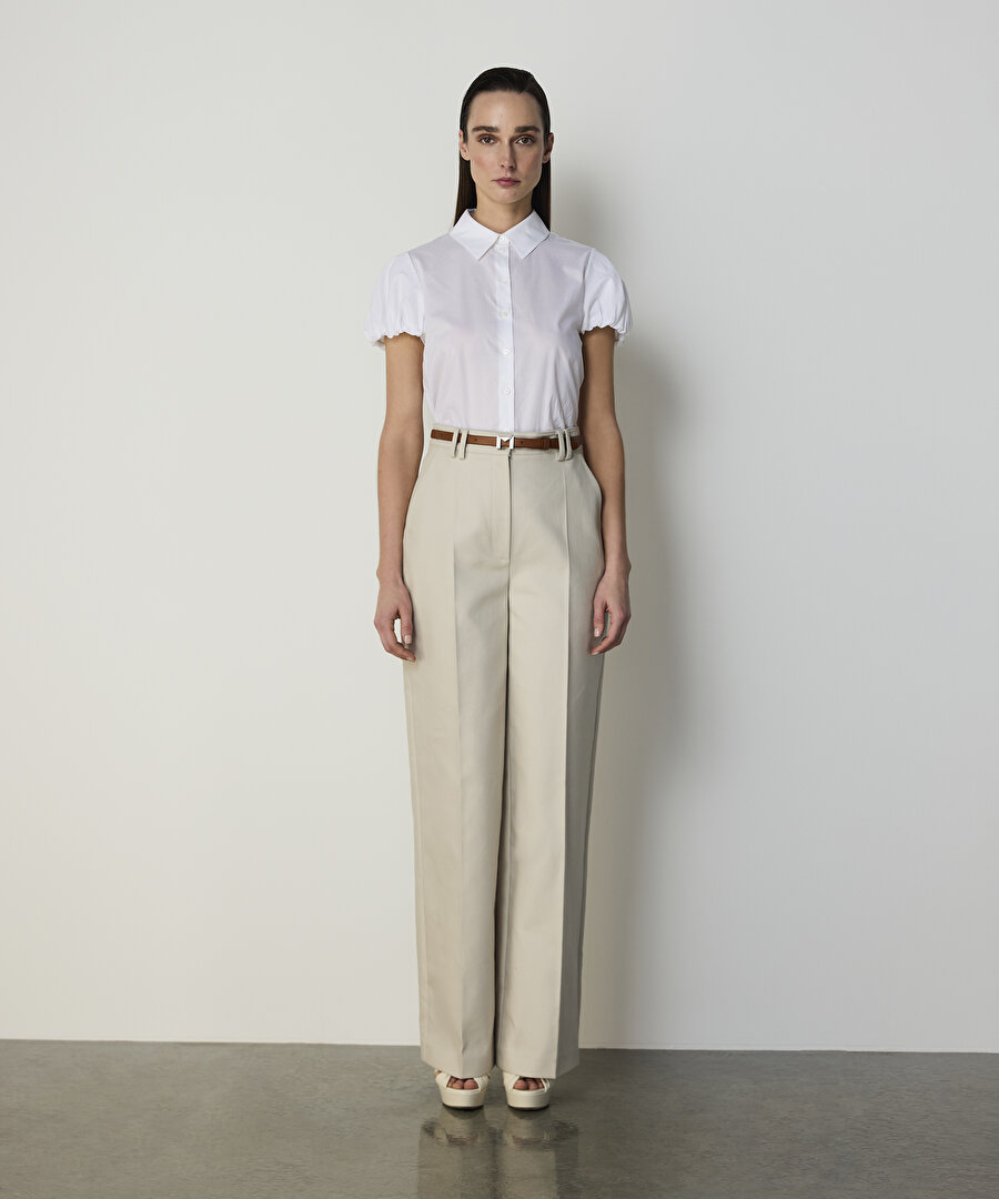 WIDE LEG GABARDİN PANTOLON