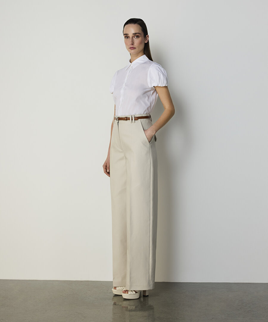 WIDE LEG GABARDİN PANTOLON