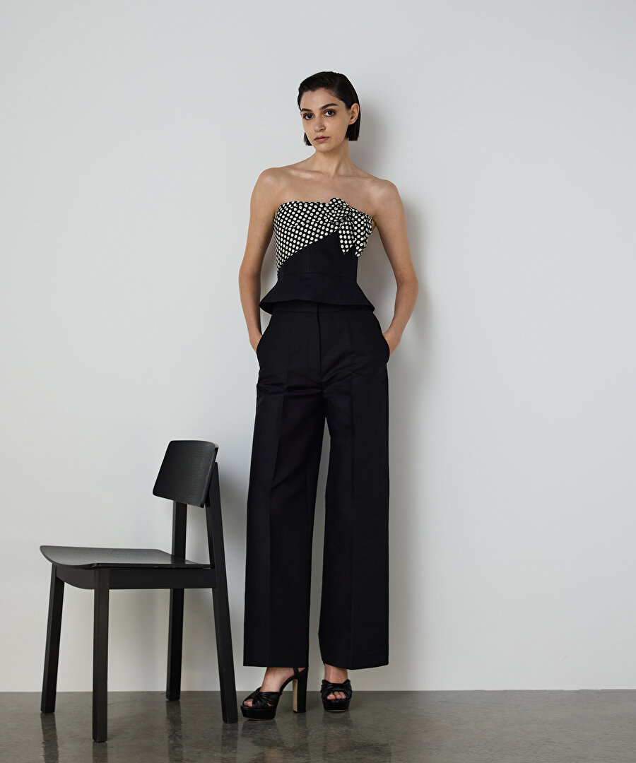 WIDE LEG GABARDİN PANTOLON