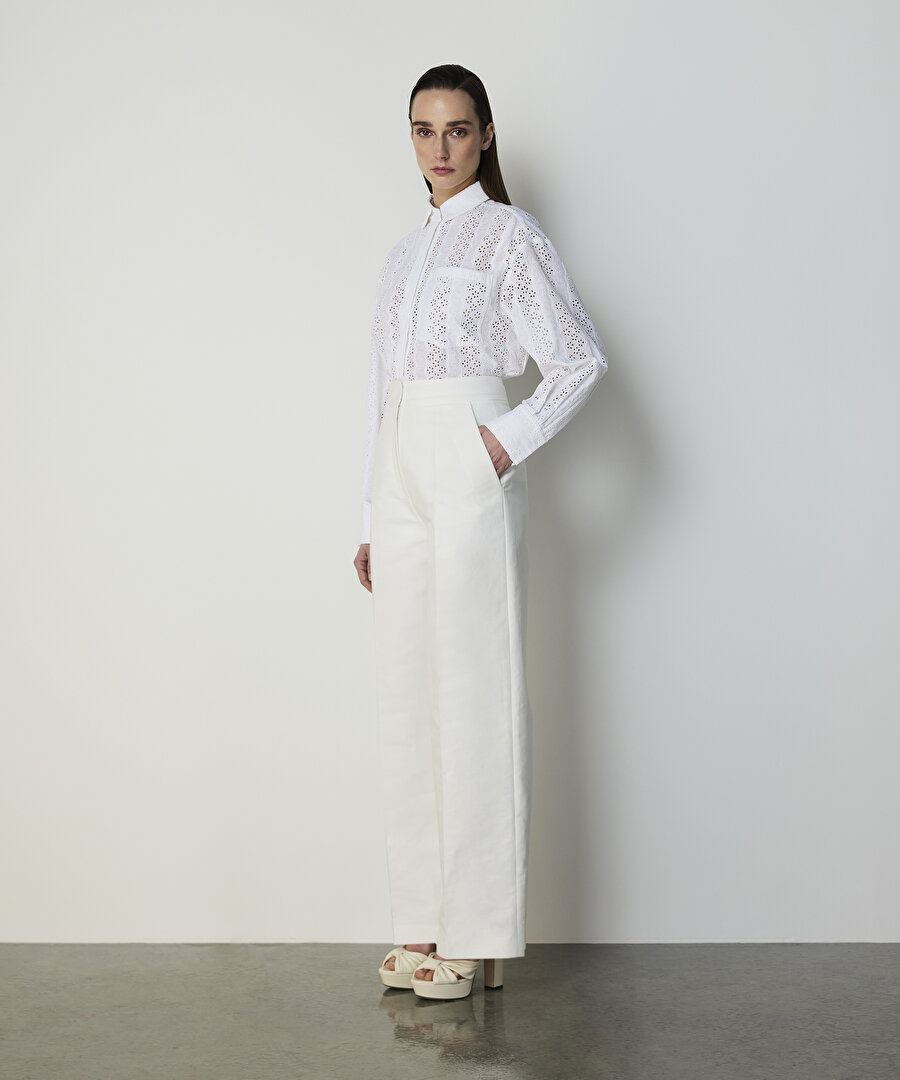 WIDE LEG GABARDİN PANTOLON