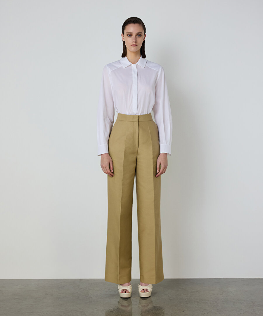 WIDE LEG GABARDİN PANTOLON