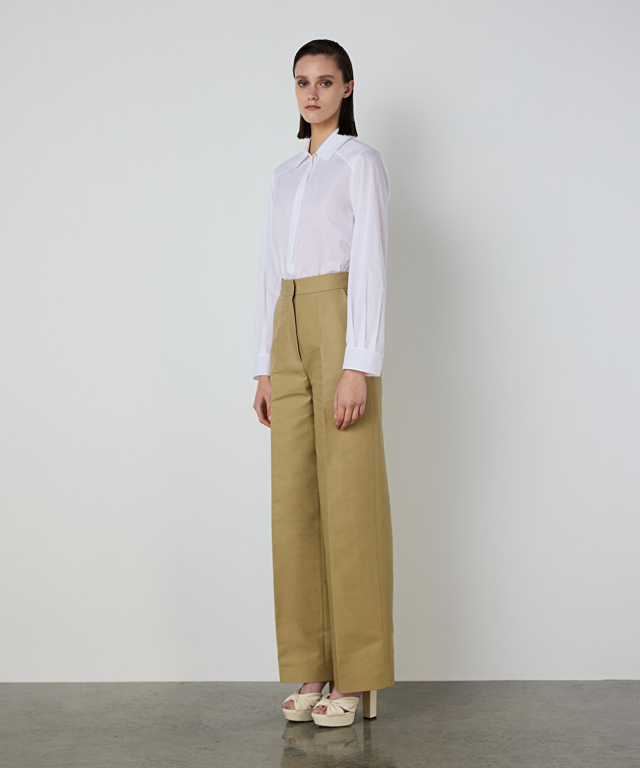 WIDE LEG GABARDİN PANTOLON