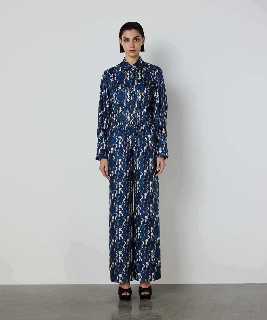 GEOMETRİK DESEN İPEK PANTOLON