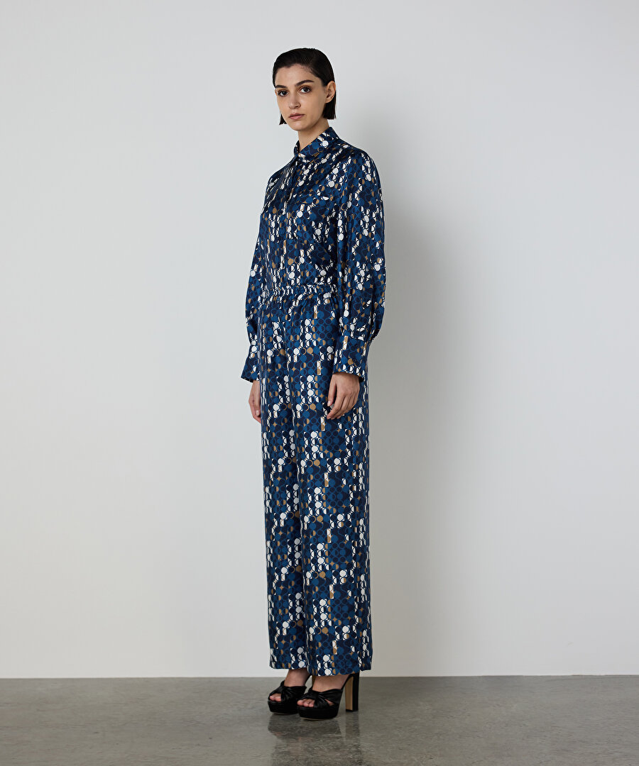 GEOMETRİK DESEN İPEK PANTOLON