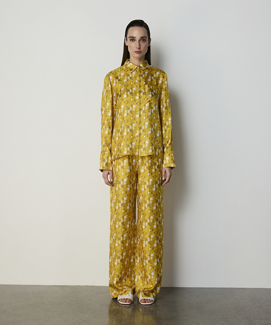 GEOMETRİK DESEN İPEK PANTOLON