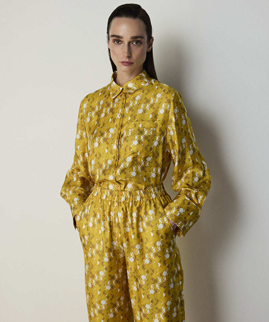 GEOMETRİK DESEN İPEK PANTOLON