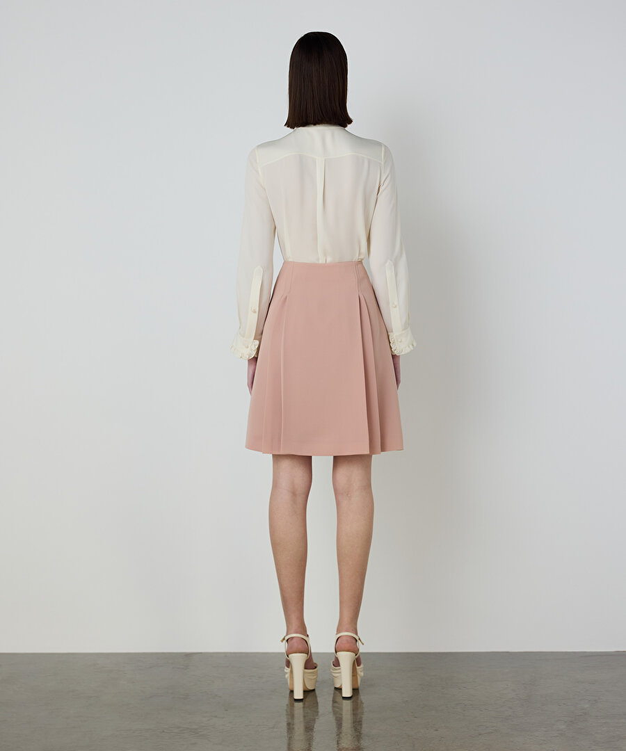 KRİSTAL TAŞ DÜĞMELİ MİDİ ETEK