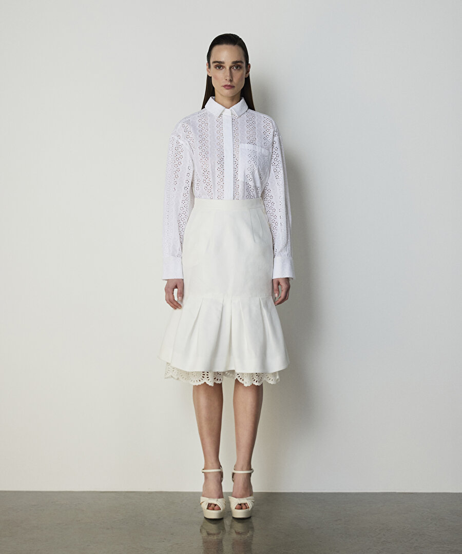 FİSTO GARNİLİ PİLELİ ETEK