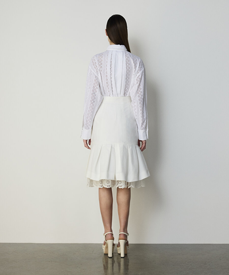 FİSTO GARNİLİ PİLELİ ETEK