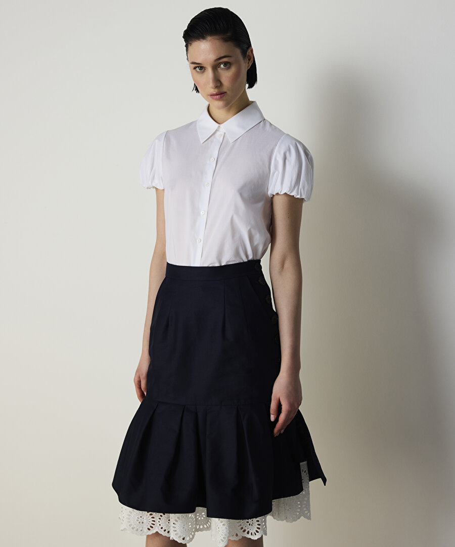 FİSTO GARNİLİ PİLELİ ETEK