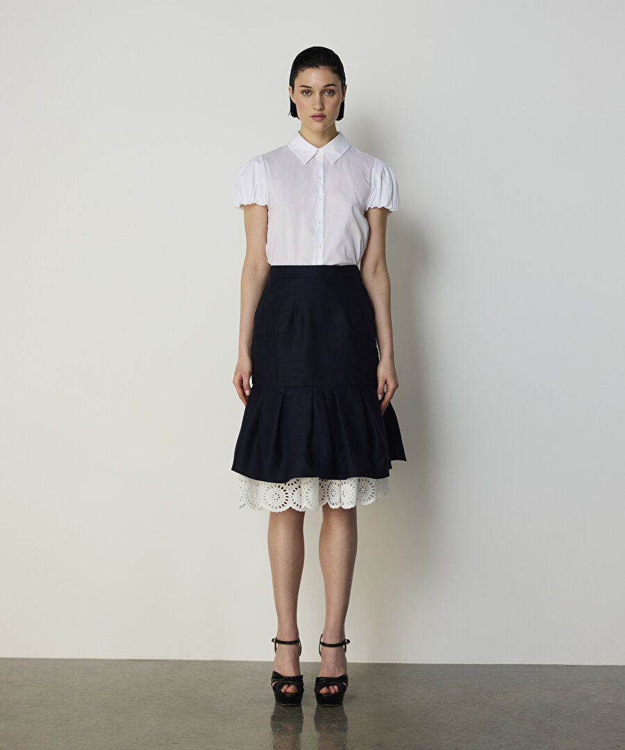 FİSTO GARNİLİ PİLELİ ETEK