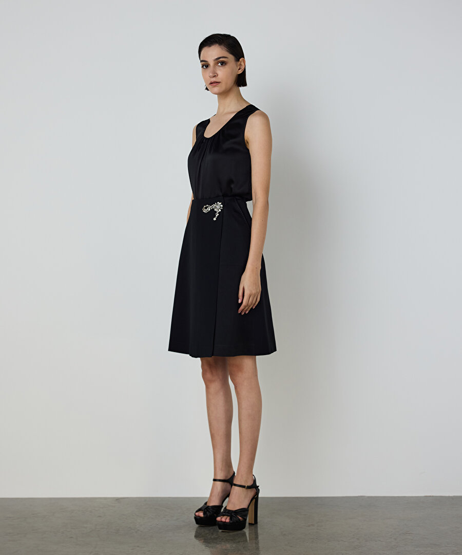 STRASS TAŞ İŞLEMELİ MİDİ ETEK